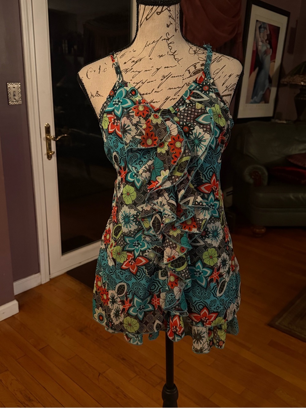 Y2K Chances R Floral Ruffle Cami Tank Top | Boho Fairycore Whimsigoth